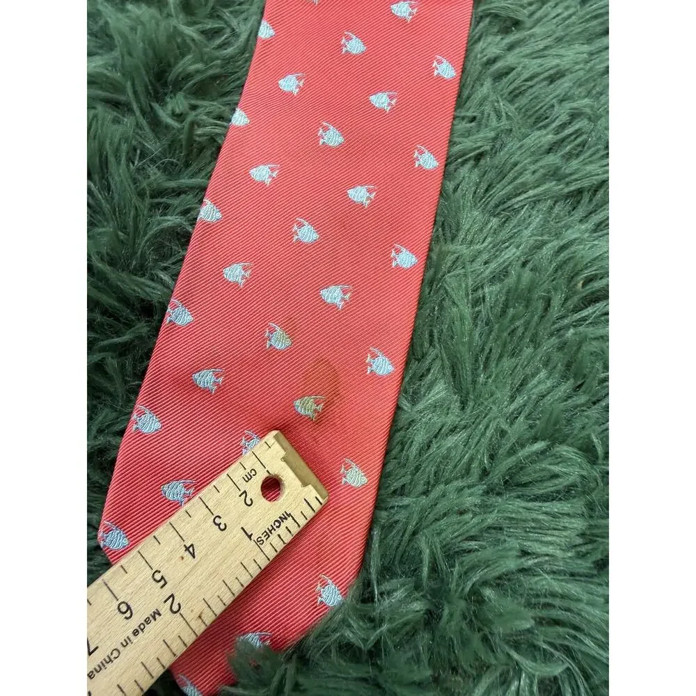 Lilly Pulitzer Vintage Style Coral Fish Print Silk Necktie Men's Tie